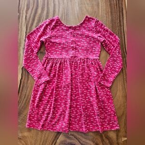 Hanna Andersson Pink & Black Bow Print Long Sleeve Casual Girls Youth Dress 12